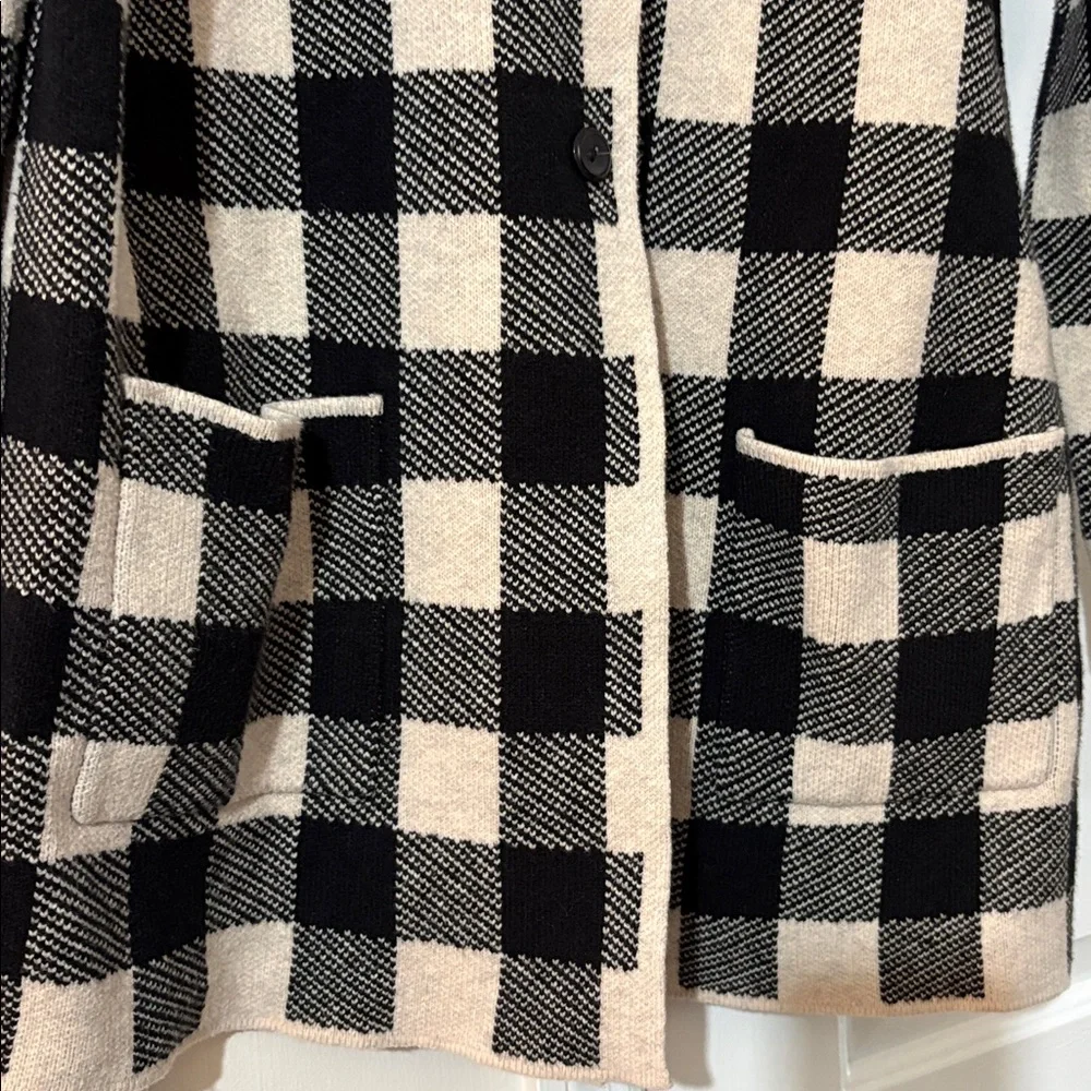 J. Jill Black and Cream Plaid Teddy Jacket - Picture 7 of 12